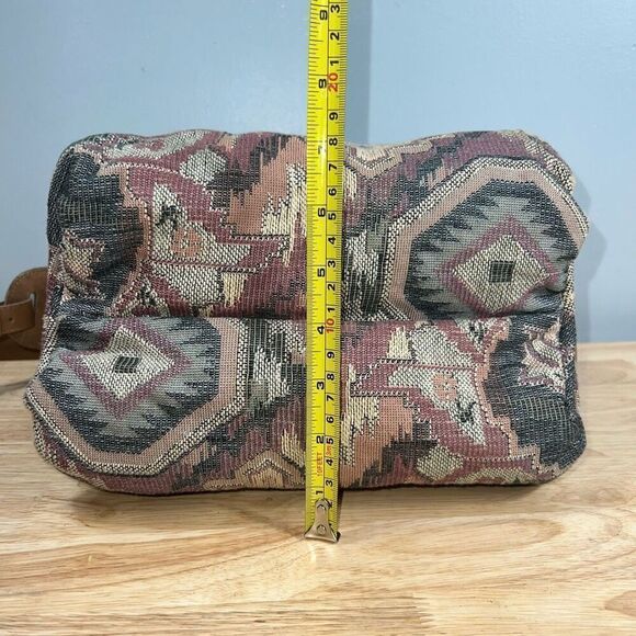 Vintage Tapestry Carpet Large Crossbody Tote Bag, Leather Lined Divided Section - Picture 12 of 16